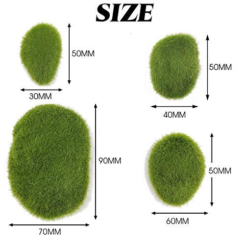 40 Pieces Artificial Moss Rocks 4 Sizes Green Foam Decor For Fairy Gardens