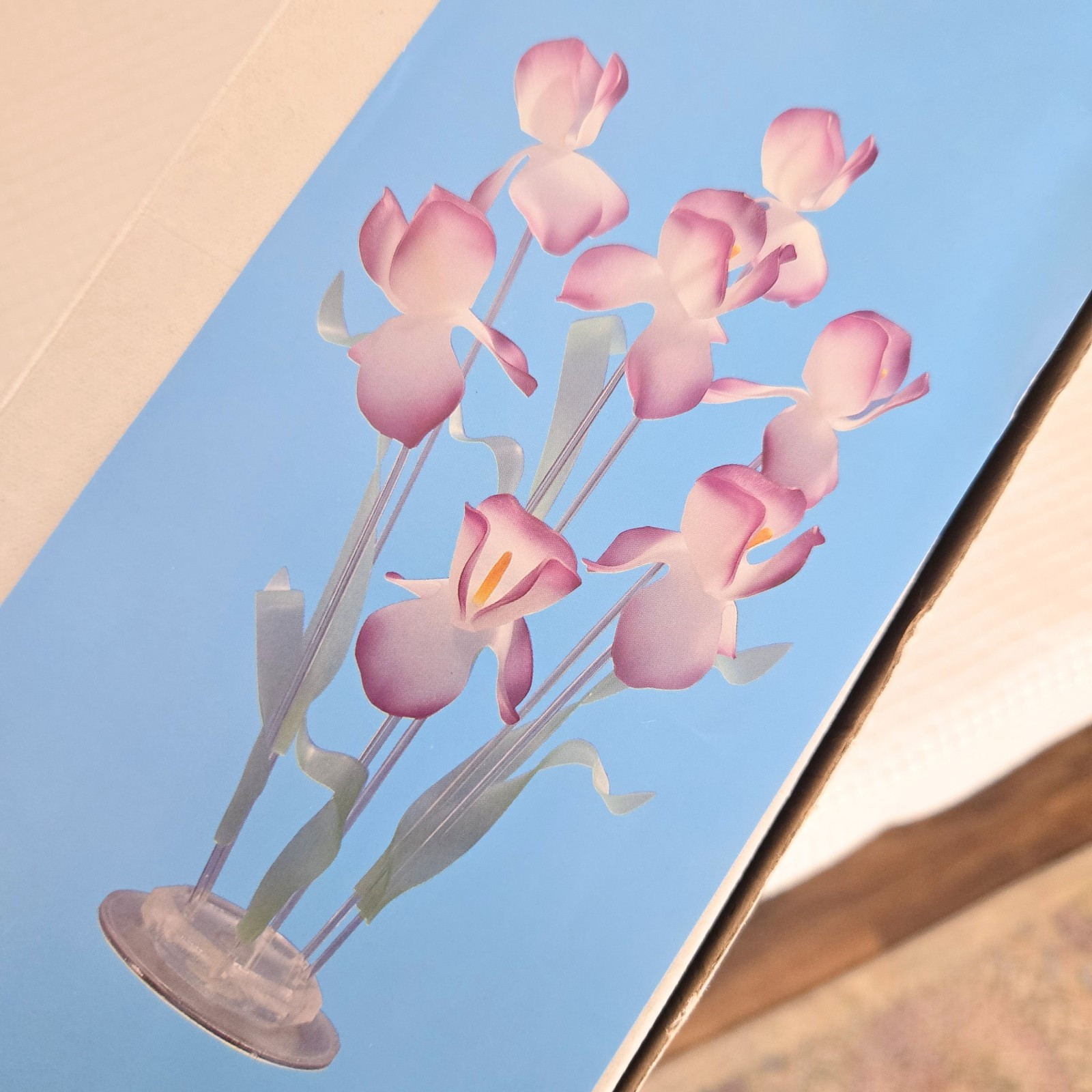 Vtg Iris Acrylic Flower 18″ Bouquet Table Centerpiece NOS Retro Kitsch Freestand