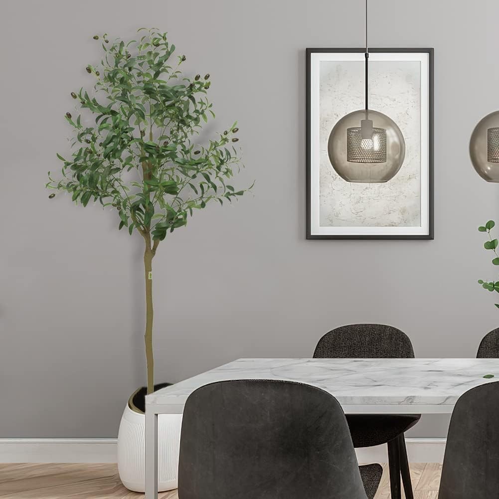 GARVEE Artificial Olive Tree 5/6/7FT Faux Plant with Pot,Lifelike Leaves & Fruit