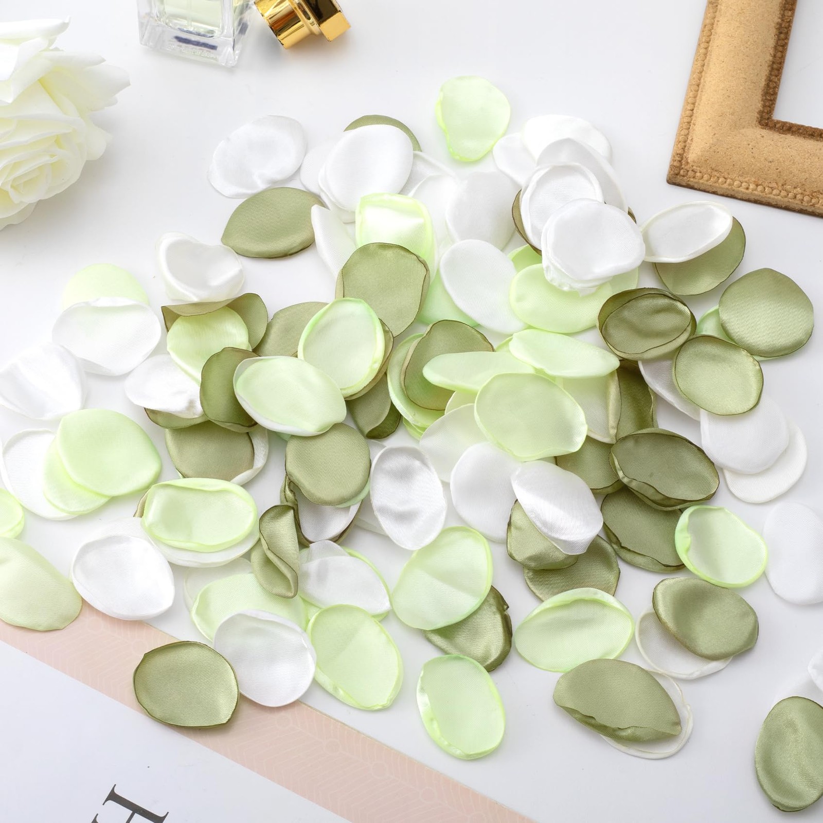 Green Silk Rose Petals Artificial Flower Scatter Wedding Party Decor 100 PCS