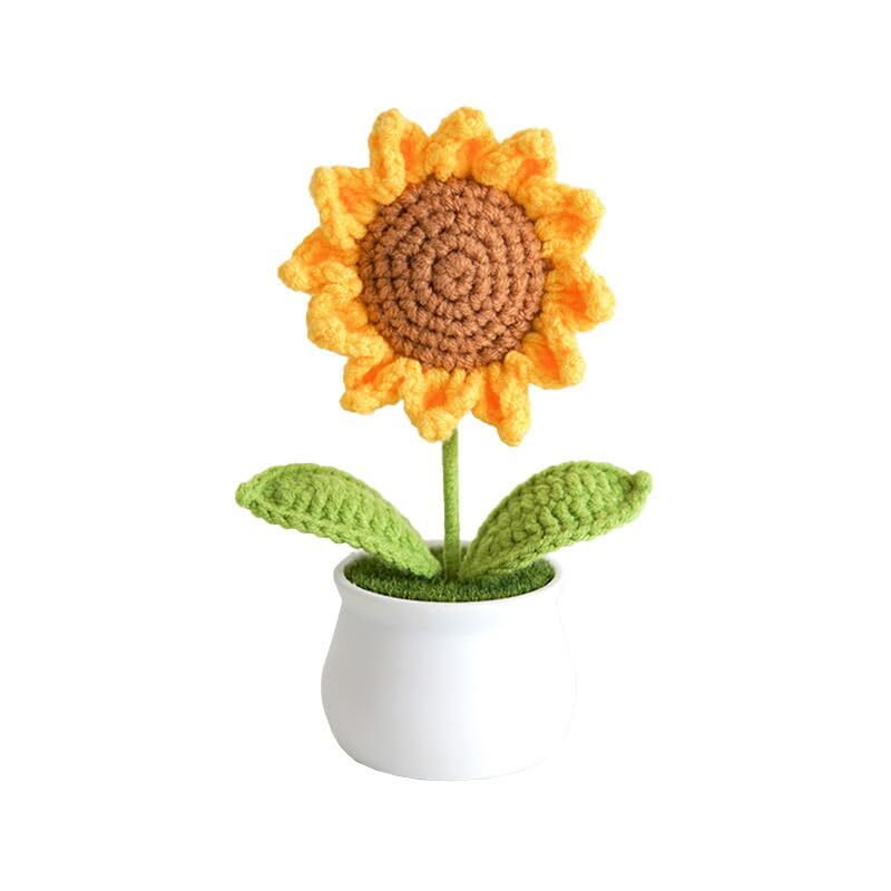 Crochet Small Patted Flowers Artifical Flower Knitted Flower Decor Sunflower