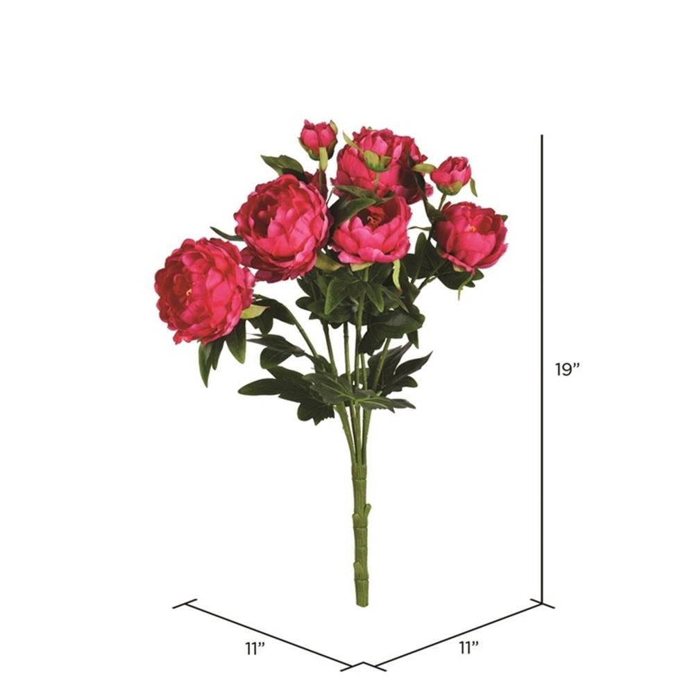 Vickerman 19″ Contemporary Fabric Artificial Peony Bush in Fuchsia Pink