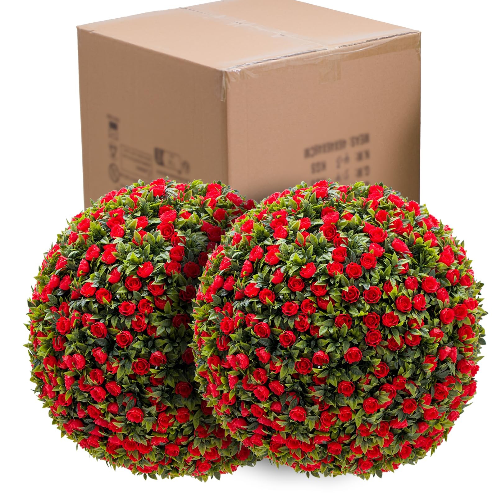 2PCS 17″ Flower Topiary Ball Decorative Balls Artificial Topiary Ball Decoration
