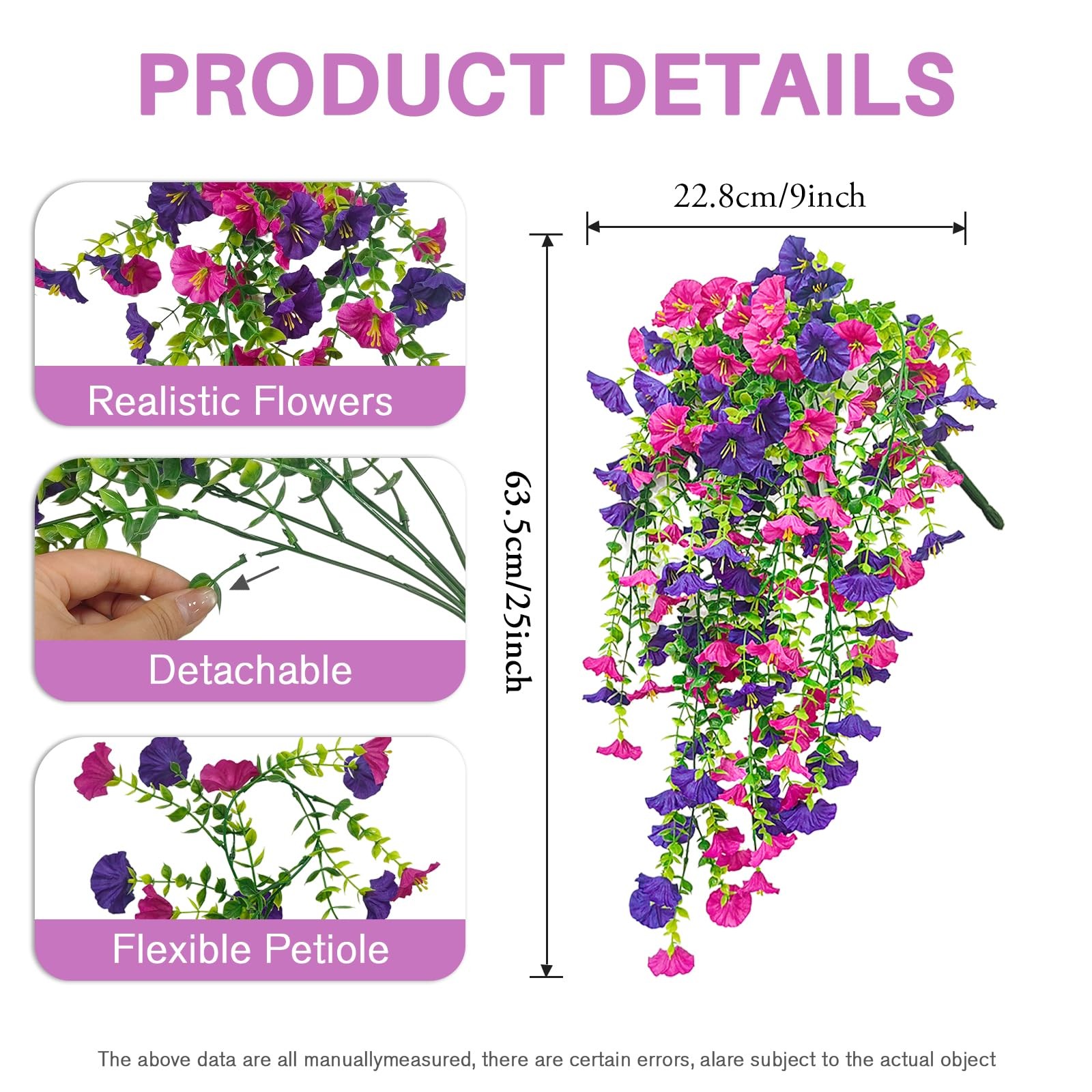 4PCS Artificial Hanging Flowers,Artificial Flowers for Outdoor Decor Suitable…