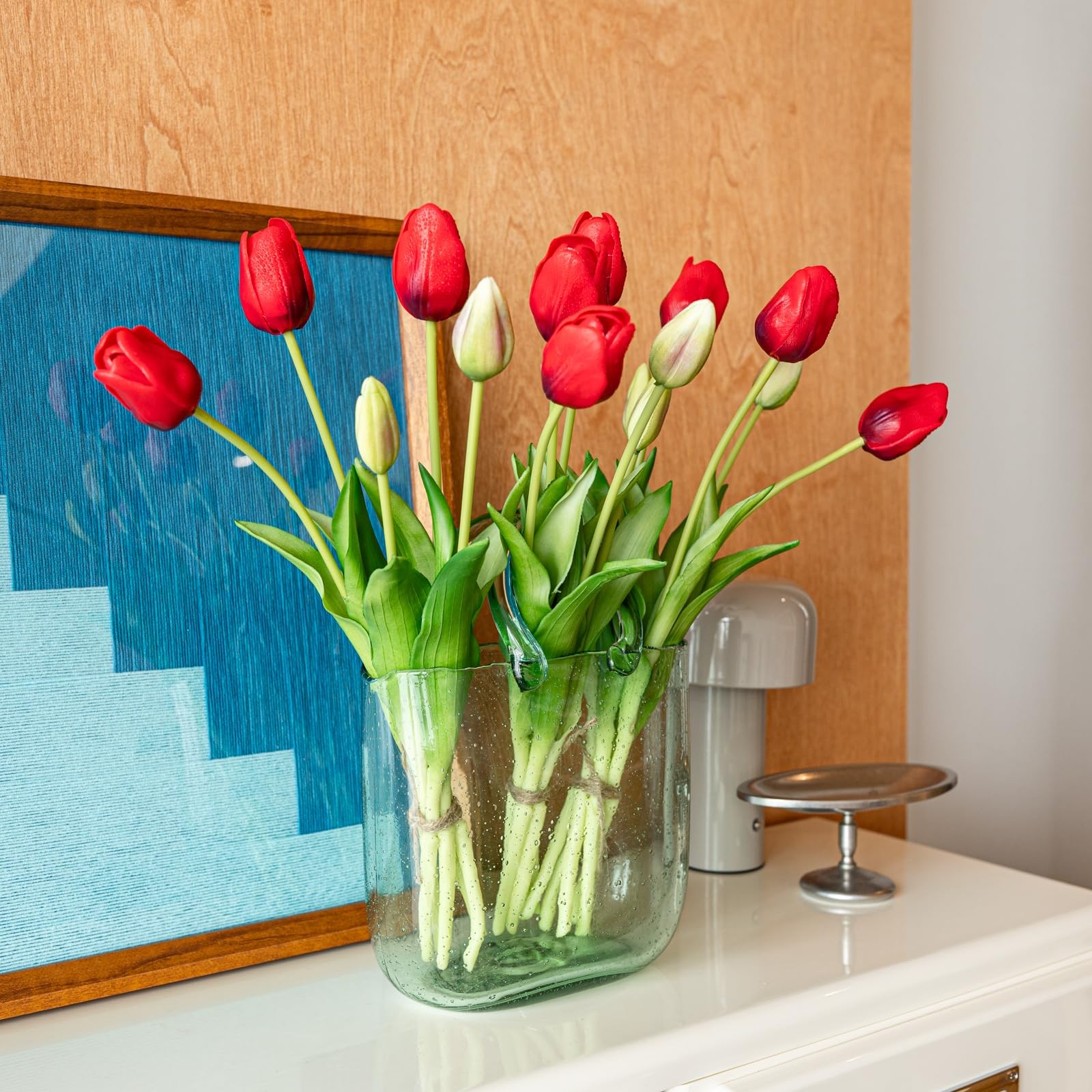 15 PCS Artificial Tulips Flowers Soft Touch Latex Bouquet Fake Home Decor
