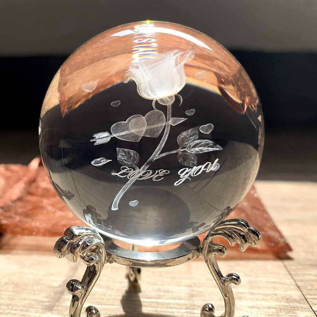Valentine’s Day Crystal Ball Gift Rose Flower Romantic Home Vintage Decoration