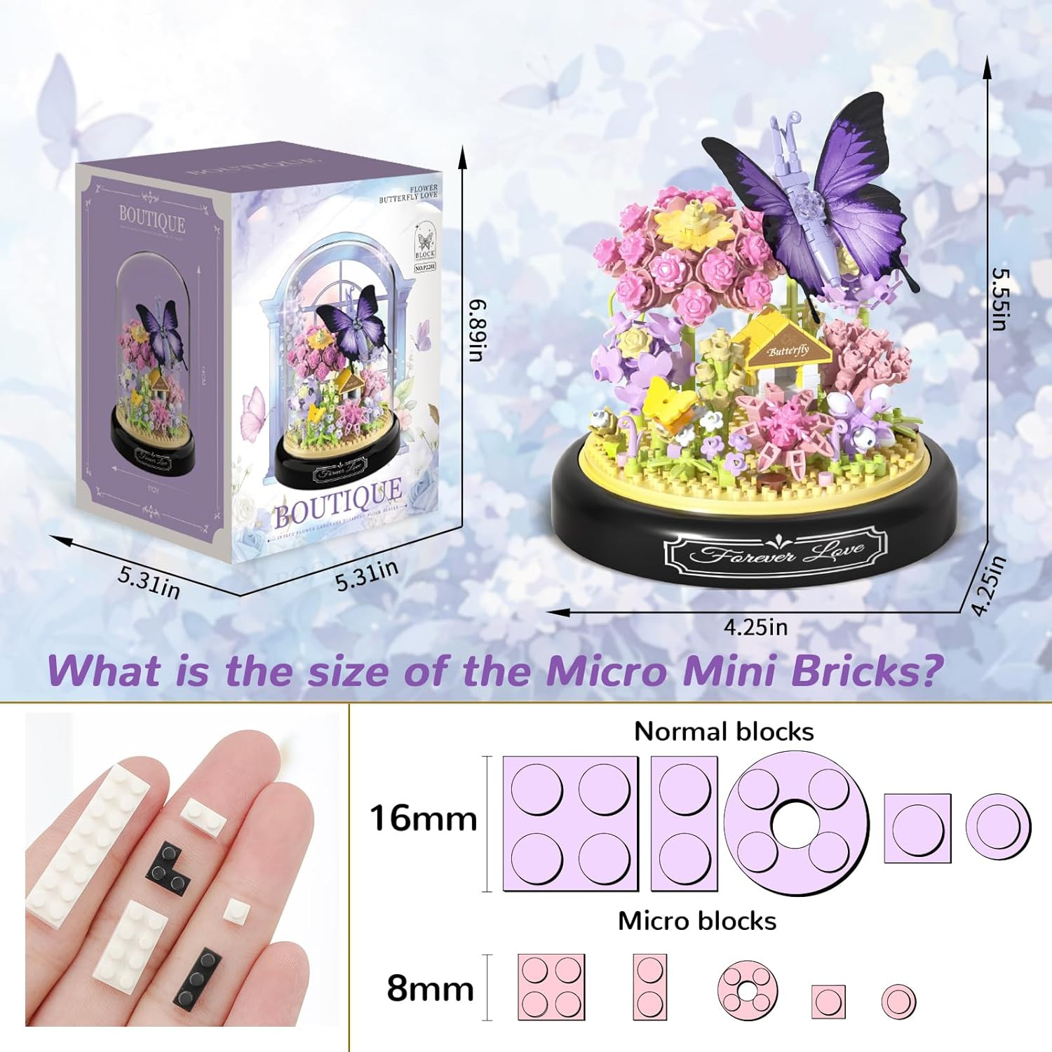 Flower Bouquet Building Kit for Adults, Animals Flowers 582 PCS Botanical Collec