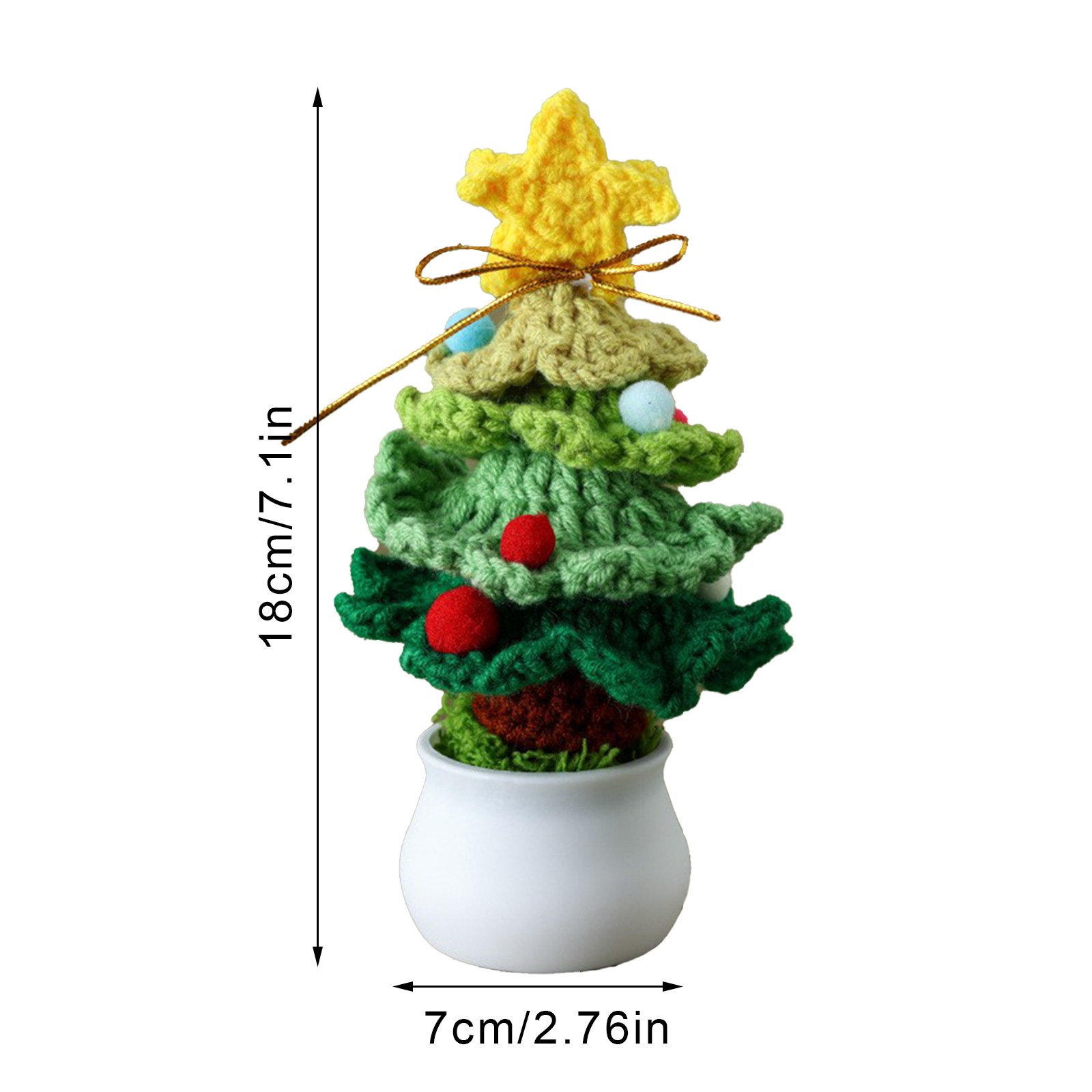 ↑Knitted Mini Xmas Tree Simulation Crochet Xmas Tree Bonsai Ornament For Mall