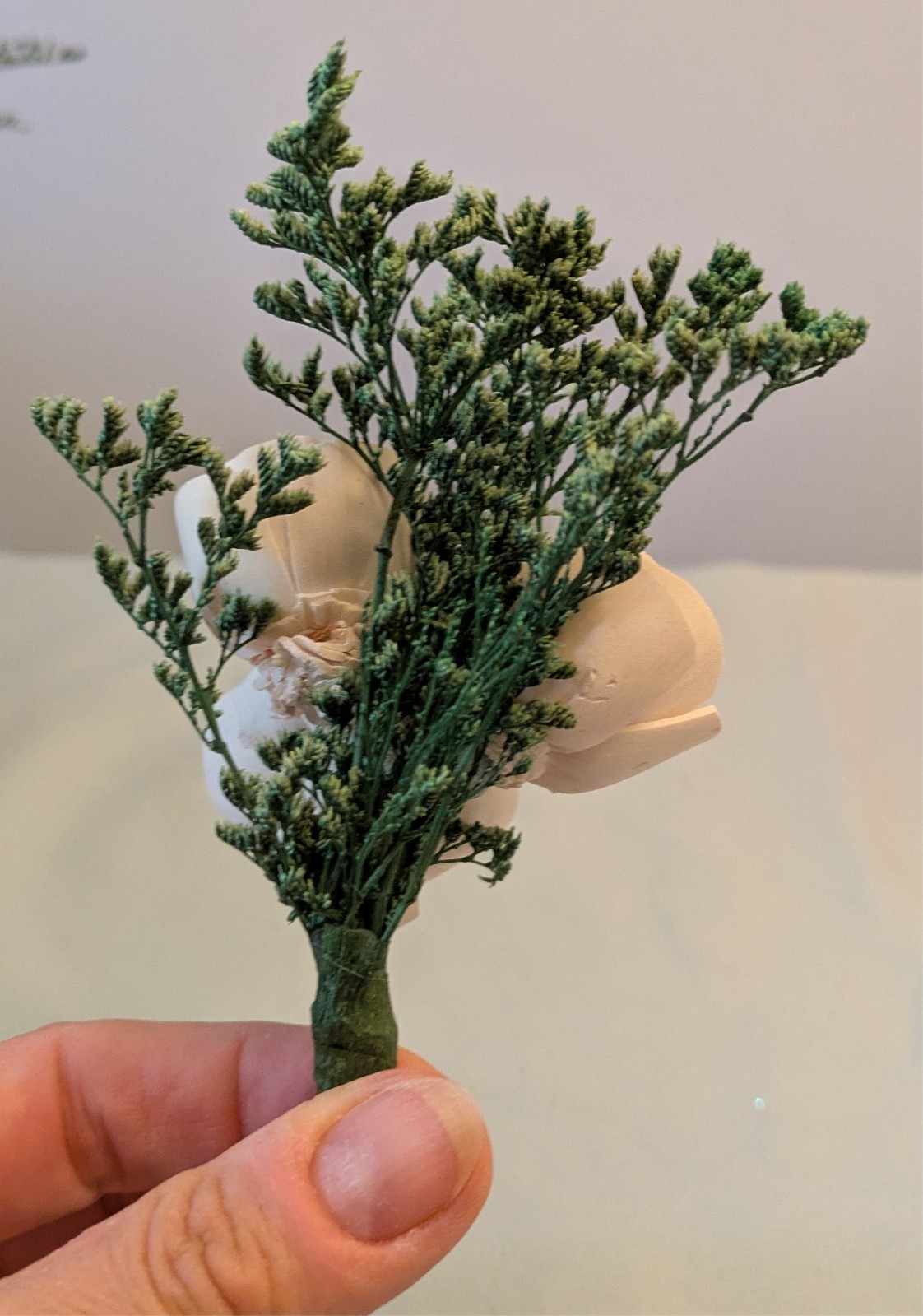 Sola wood flowers mini bouquet with white roses- hand made