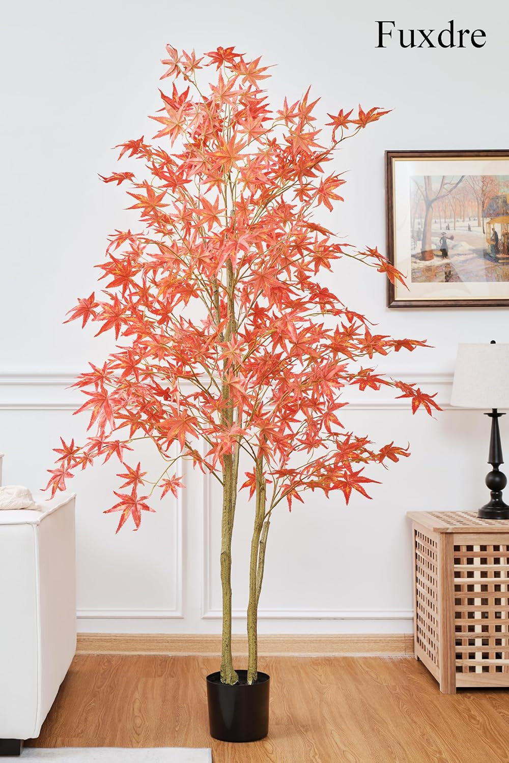 6ft Autumn Maple Artificial Tree with Red Leaves for Fall Home Decor