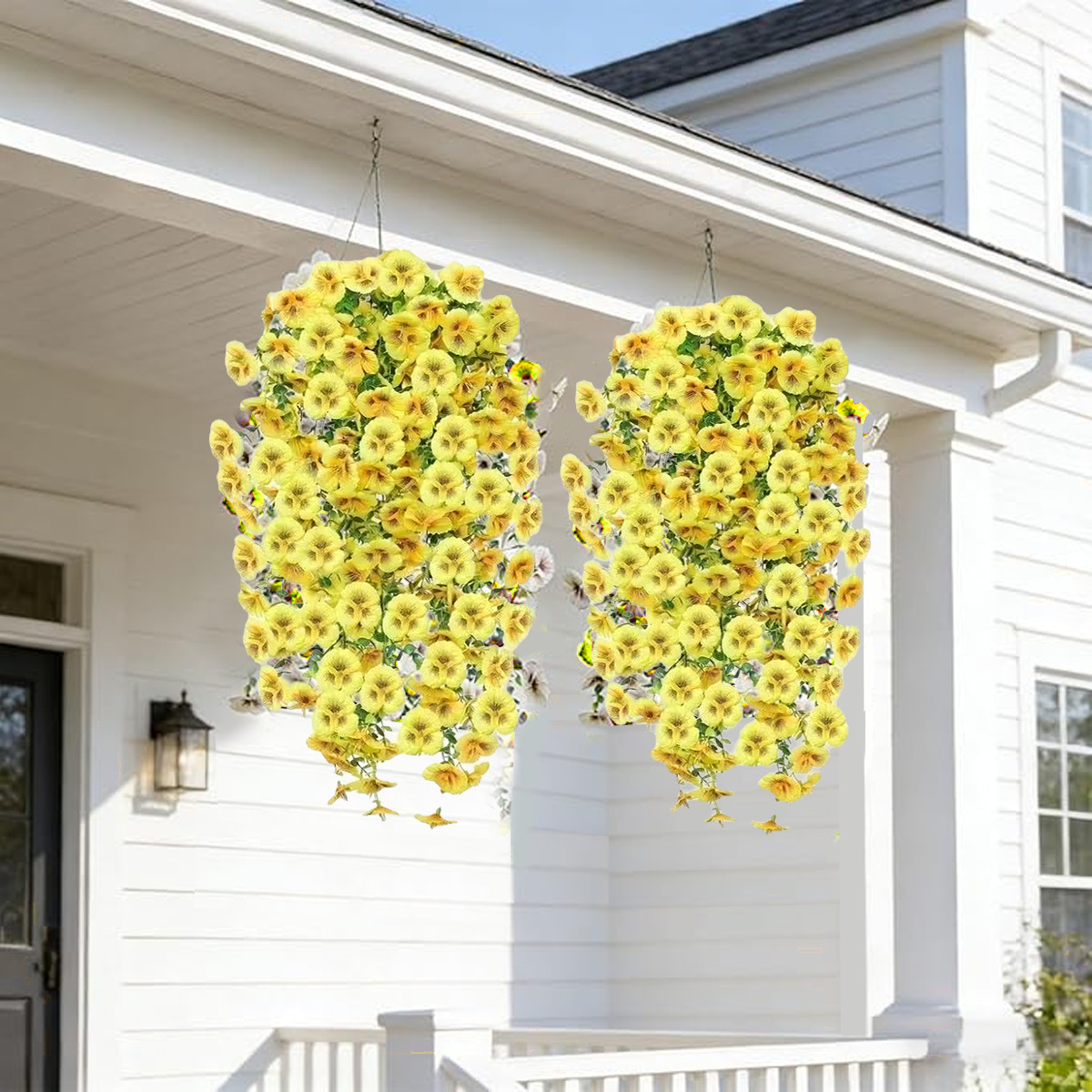 4 Pcs Artificial Flowers UV Resistant No Fade Fake Hanging Flowers Plants Faux