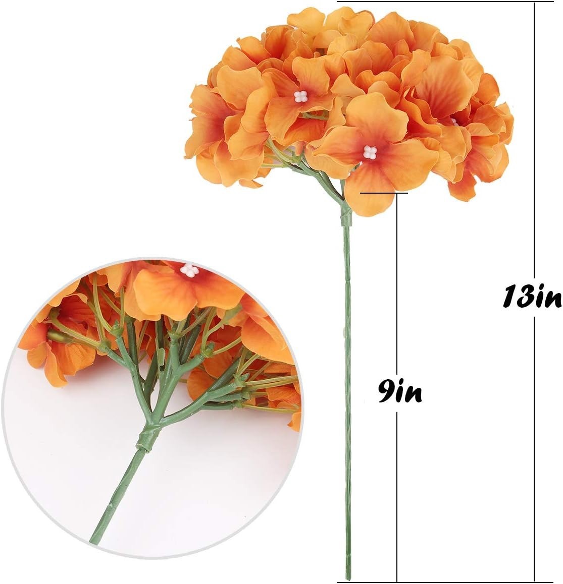 Silk Hydrangea Heads Artificial Flowers Heads with Stems for Home Wedding Dec…