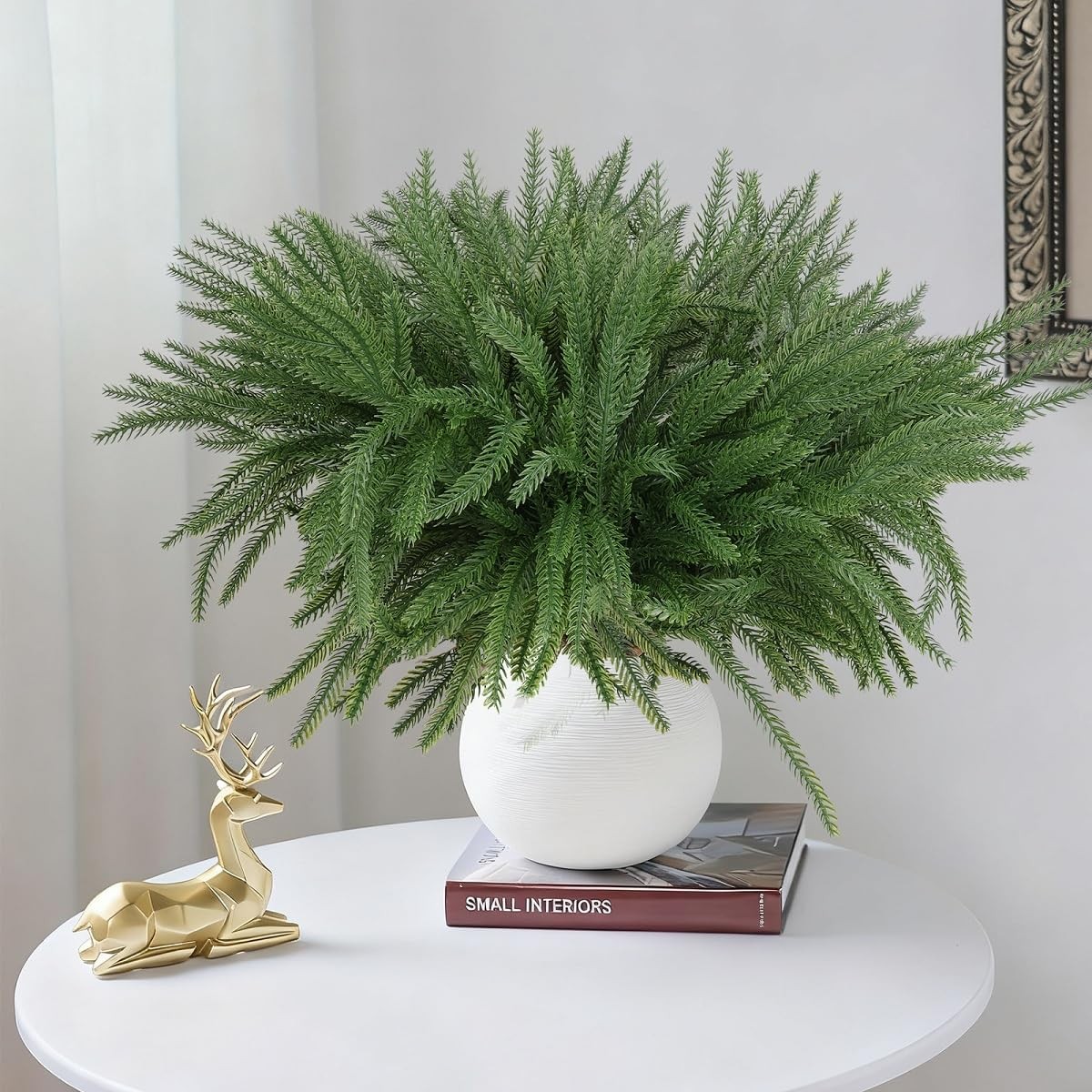 Norfolk Pine Stems 12 pcs,18 inch Norfolk Pine Branches Artificial DIY Greene…