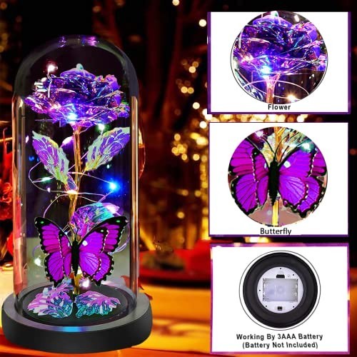 Galaxy Crystal Light Up Rose in Glass Dome – Perfect Mother’s Day & Birthday Gif