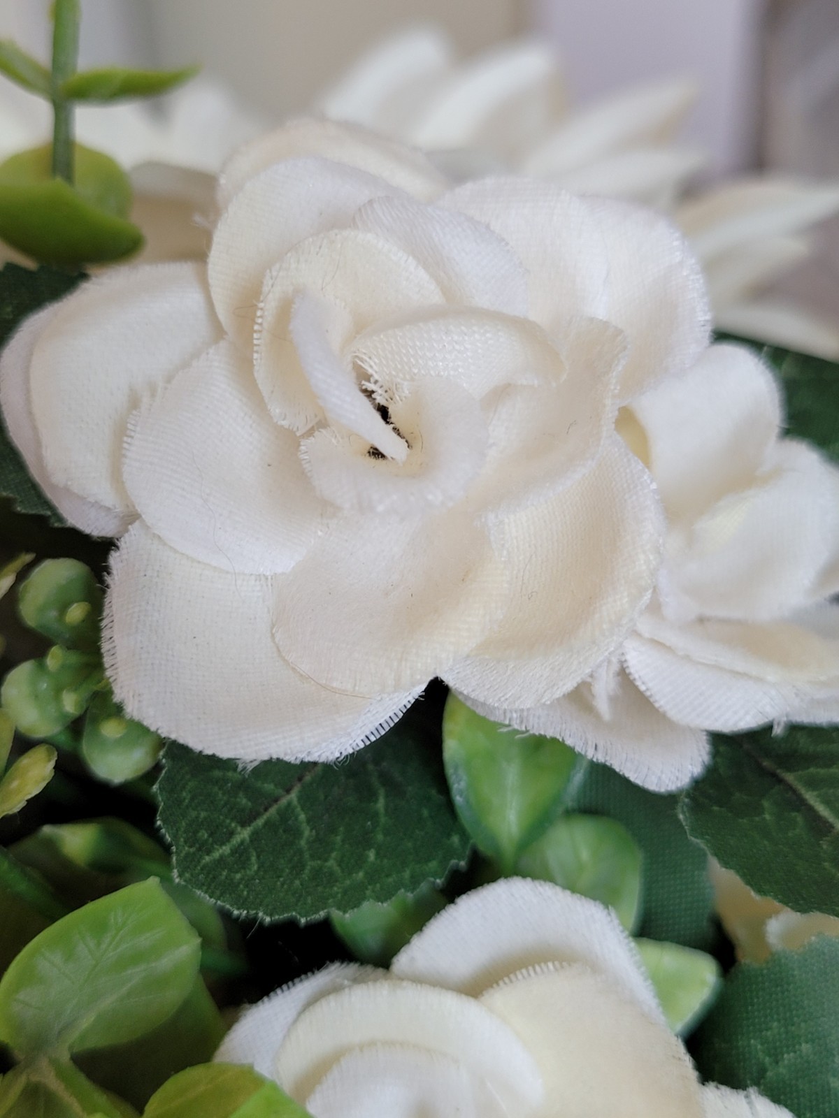 Faux Flower Arrangement Church Wood Box Decor