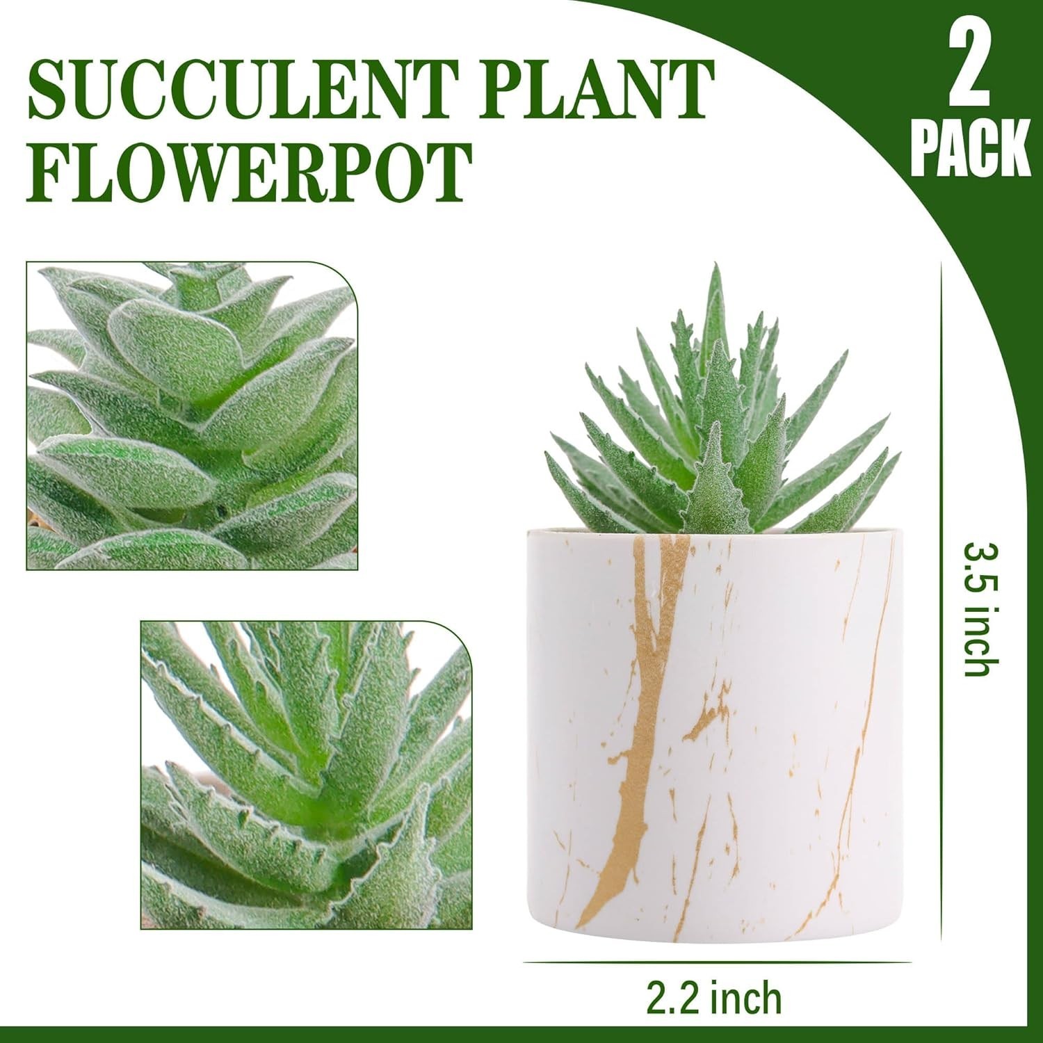 Set of 2 Eco-Friendly Artificial Succulents for Elegant Home and Office Decor