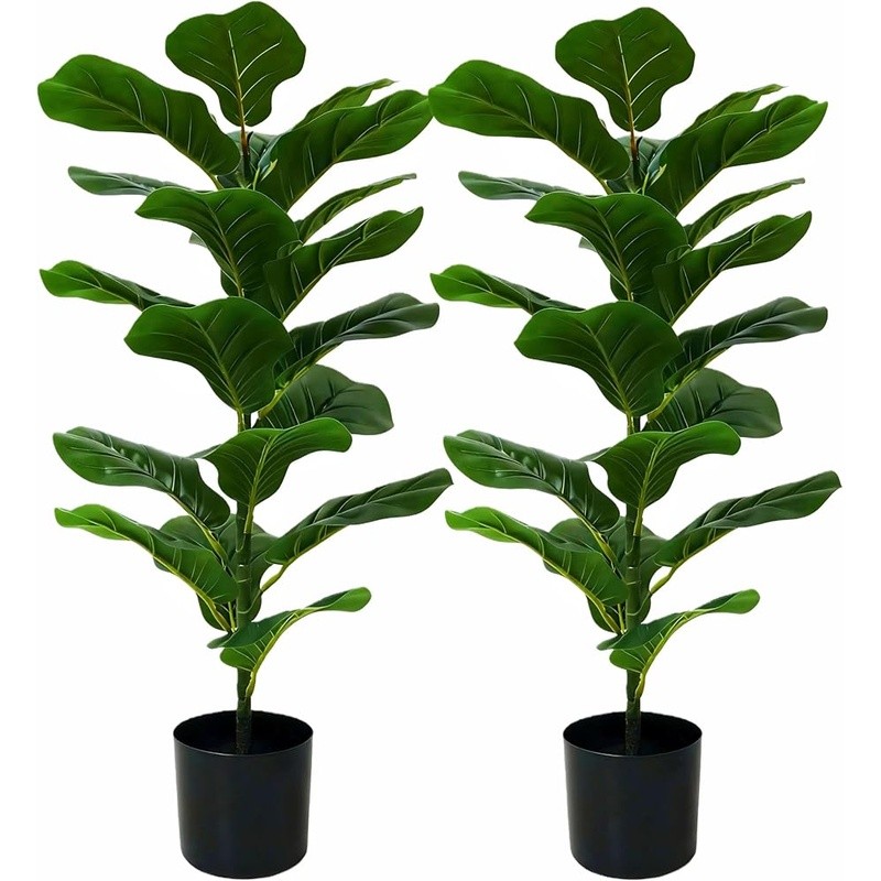 30 Inch Artificial Fiddle Leaf Fig Trees 2-Pack Faux Indoor Plants Home Decor US