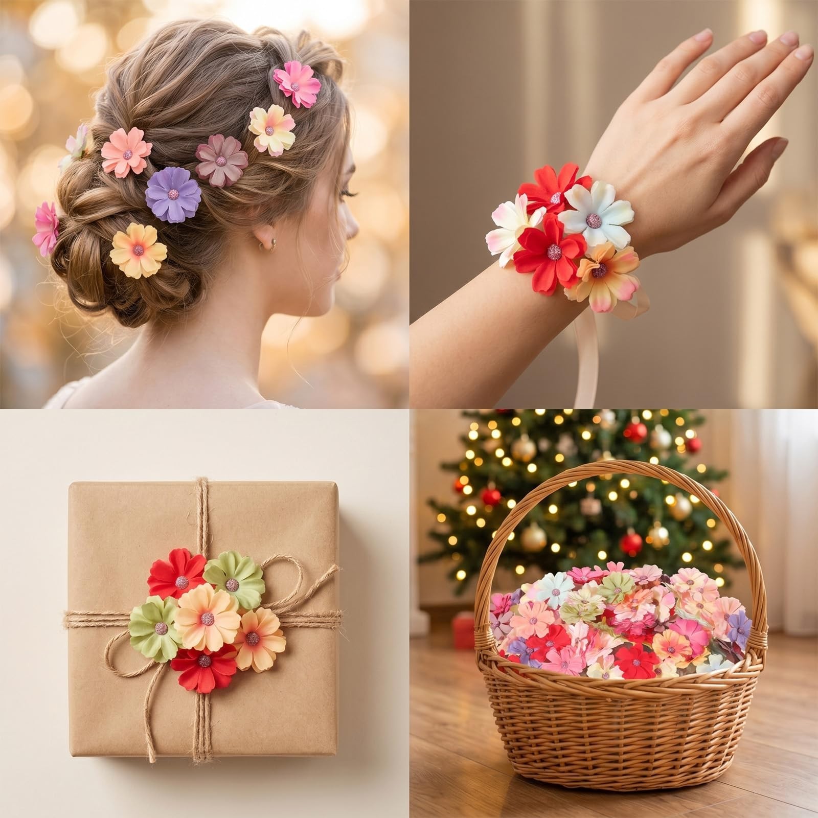 100 Pcs Fake Flower Heads Spring Assorted Small Flower Decorative Artificial …