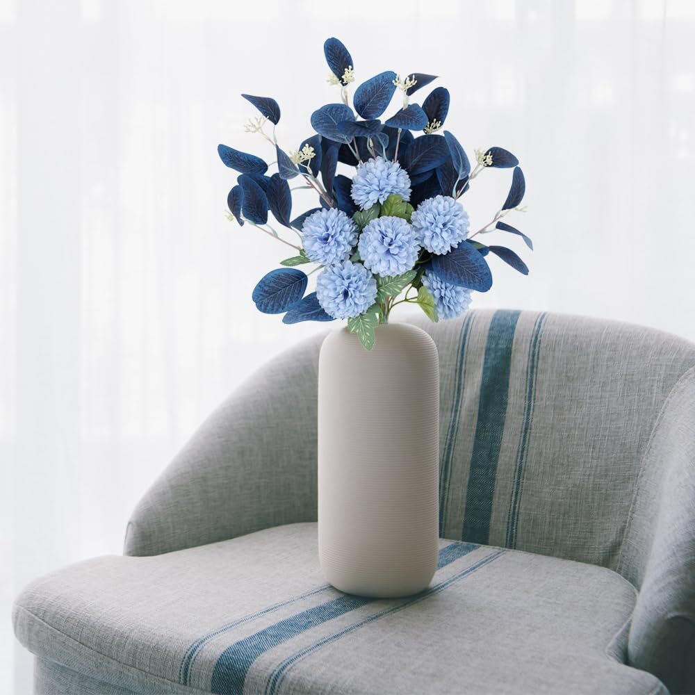 Dark Blue Artificial Chrysanthemum Silk Flowers 9pcs 19.68″x15.75″ Round Bouq…
