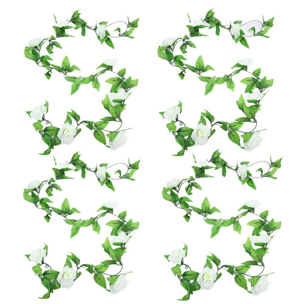 4 Pack 78ft Artificial Rose Vines with Green Leaves Fake Flowers Plants Hangi…