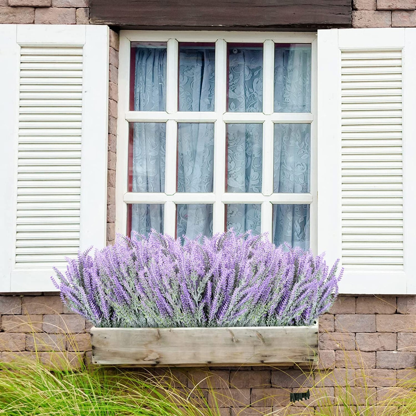 6pcs Artificial Lavender Fake Plants Purple Lavender Outdoor Indoor 14in