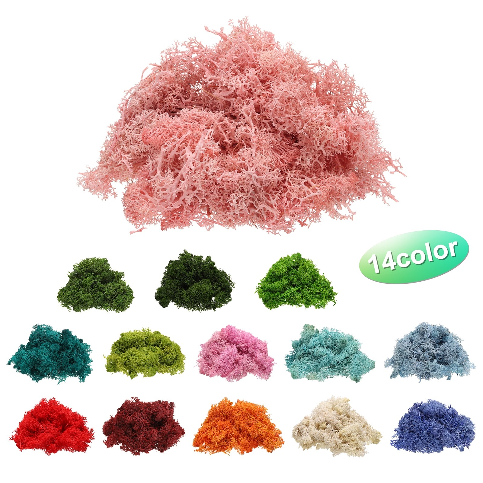 Preserved Reindeer Moss, 4 OZ Fake Moss for Crafts (Light Pink)