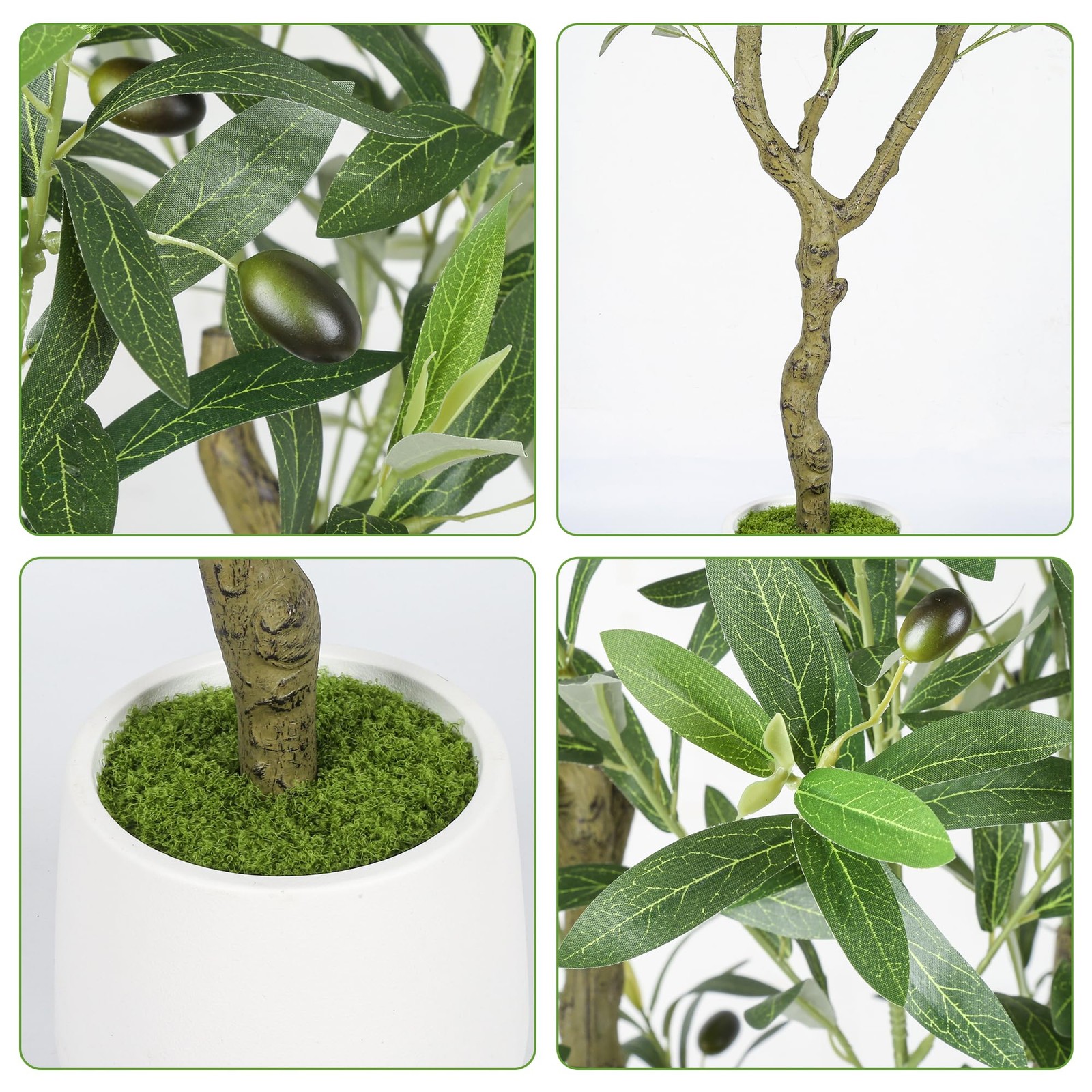 7ft Artificial Olive Tree with White Tall Planter, Realistic Leaves & Fruits …