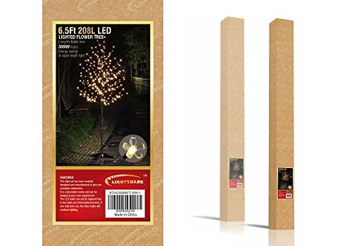 6.5 feet 208L LED Lighted Cherry Blossom Tree, Warm White, 6FT Warm White