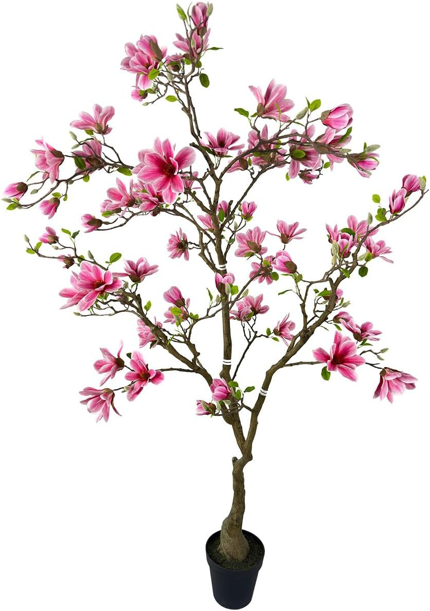 7ft Pink Artificial Magnolia Tree for Modern Home & Office Decor