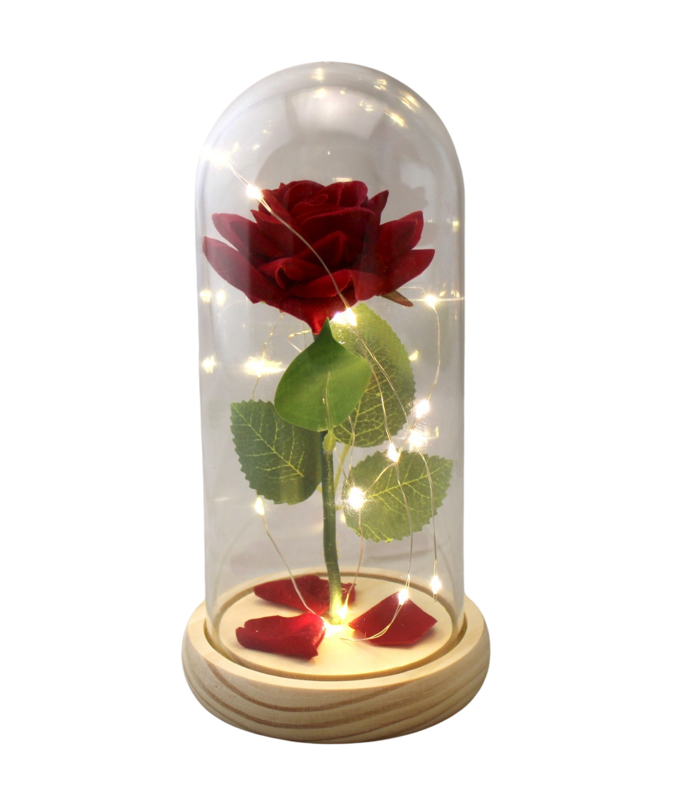 LED Red Rose in Dome Romantic Light-Up Gift for Weddings Valentine’s Anniversary