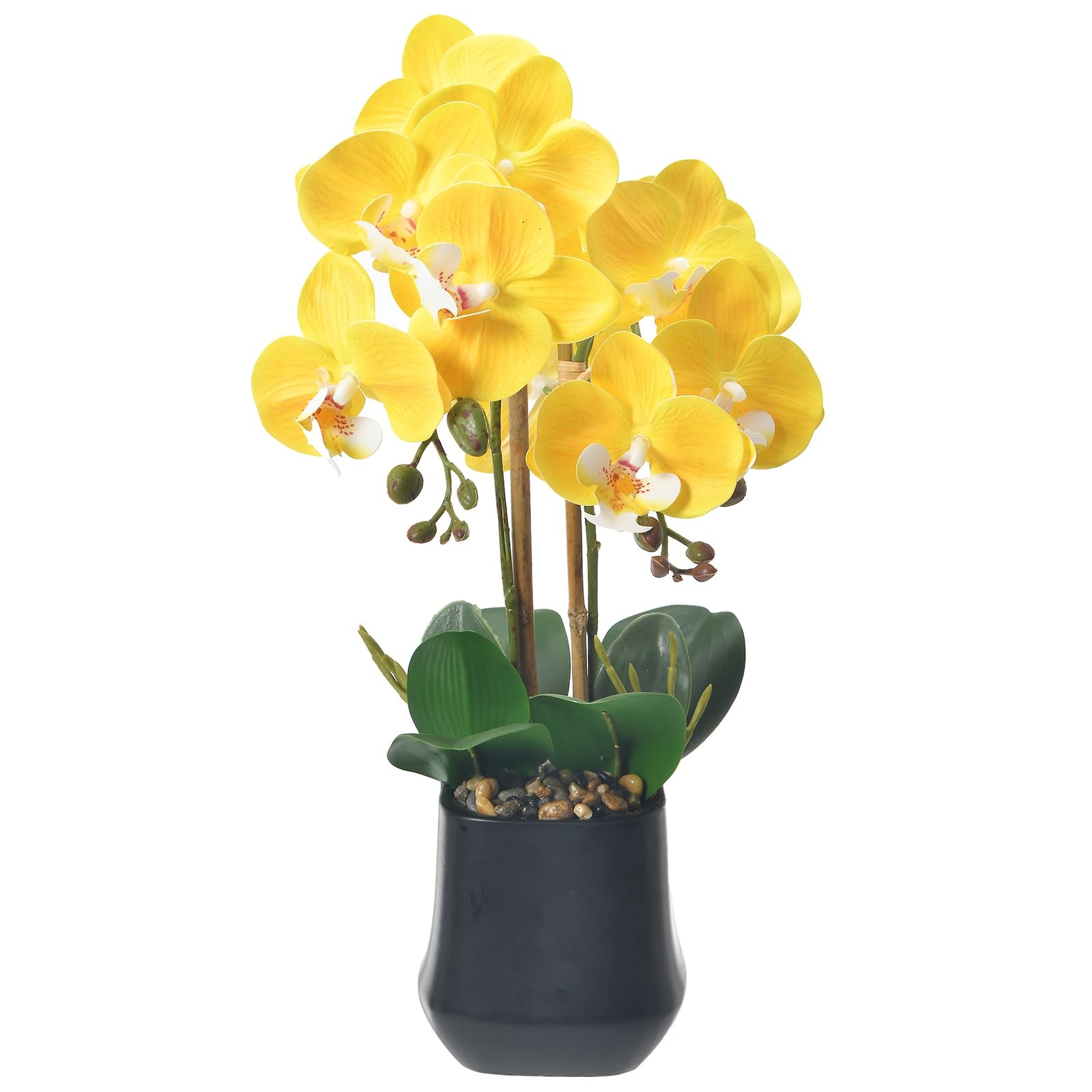 WishTip Orchids Artificial Plant in Ceramic Pot 18.5″ Faux Orchid Phalaenopsi…