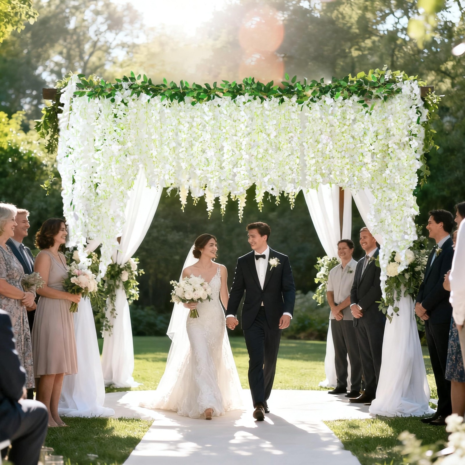 60 Branches Wisteria Hanging Flowers, 4Pcs Wisteria Artificial Flowers Garlan…