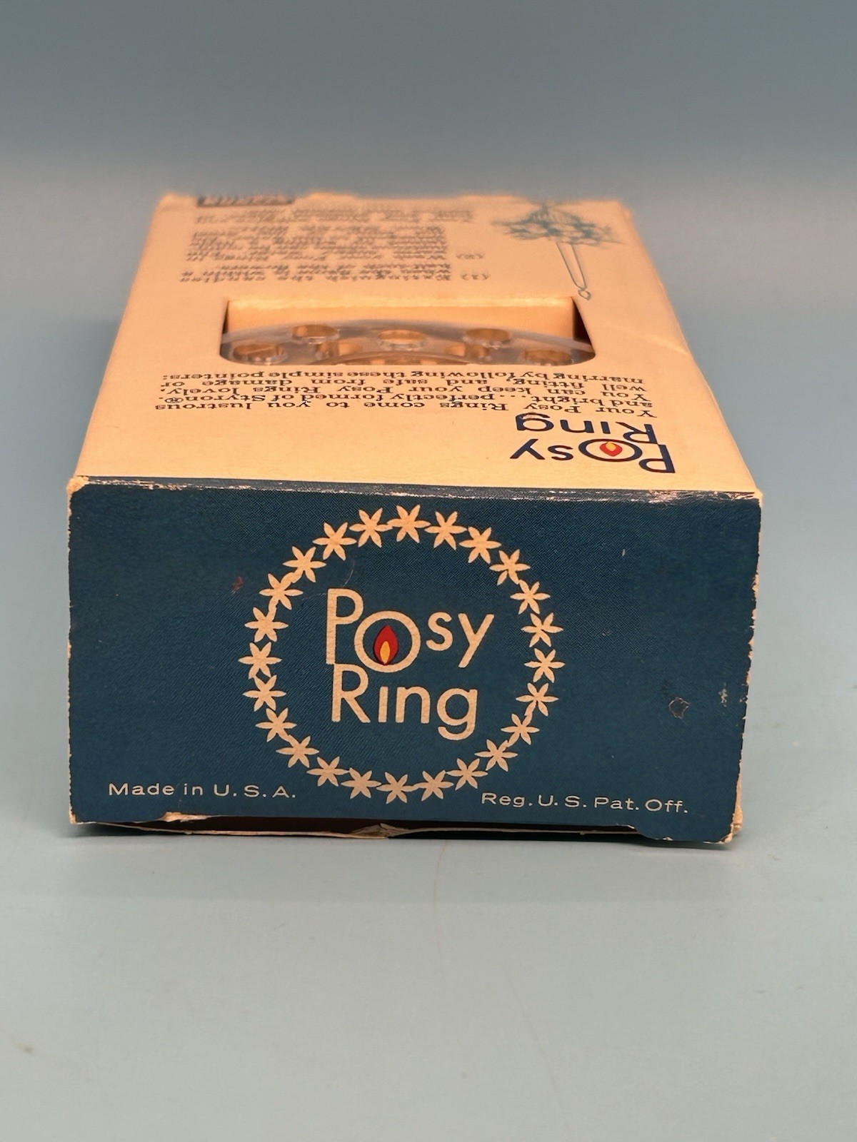 Vintage Posy Ring Pair w Box Flower Frog Floral Candle Holder Mid Century