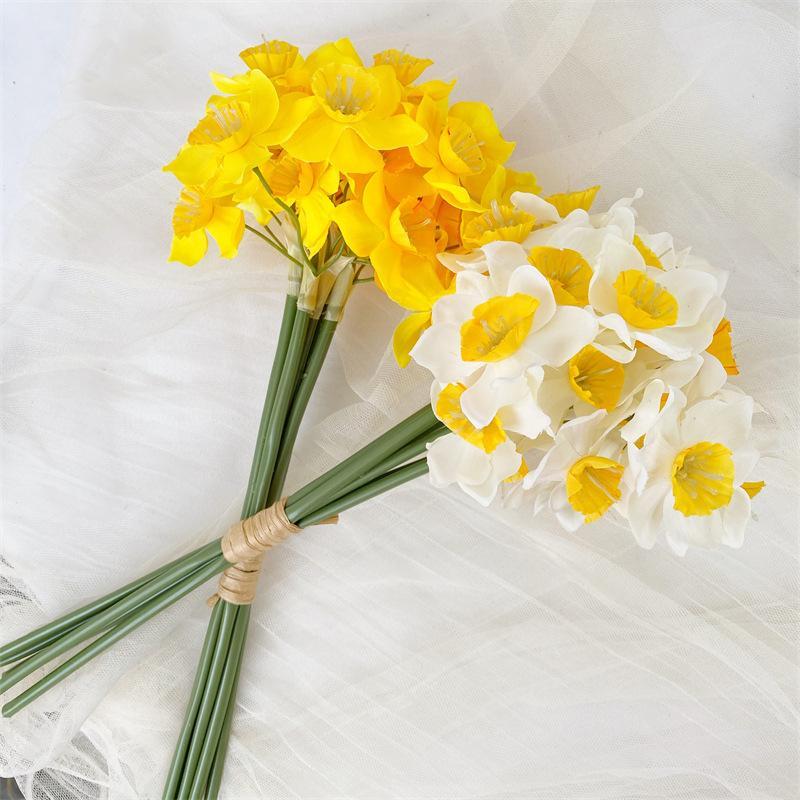 6pcs Artificial Narcissus Flower Bouquet Home Garden Room Desktop Fake Flower