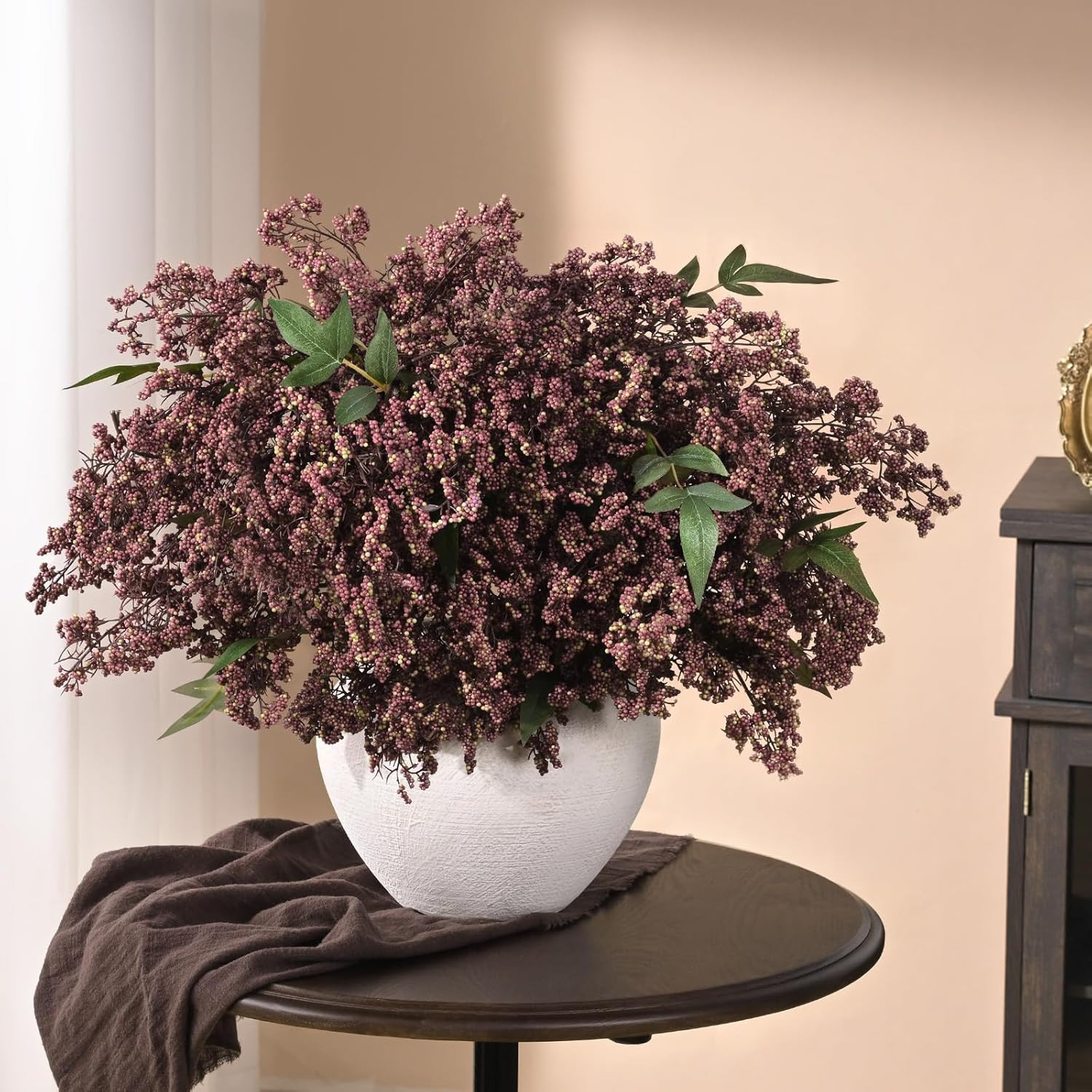 43In Faux Berry Stems for Vase, Artificial Nandina Branches Fall Decor Floral Pi