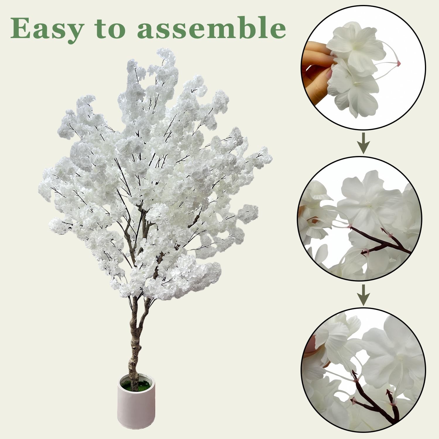 Cherry Blossom Tree 7ft, White Artificial Cherry Tree Fake White Tree for Wed…