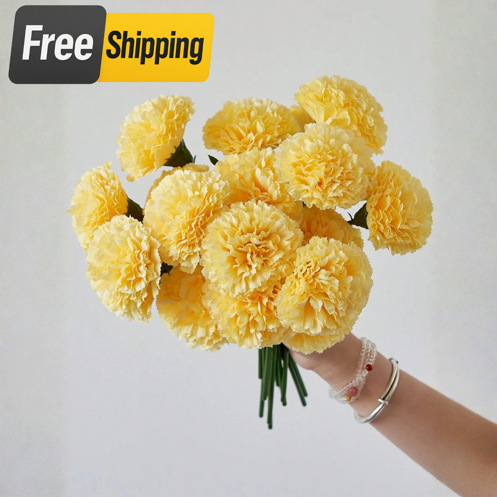 12PCS Artificial Carnation Flowers Silk Stem Wedding Funeral Bouquet Decor USA