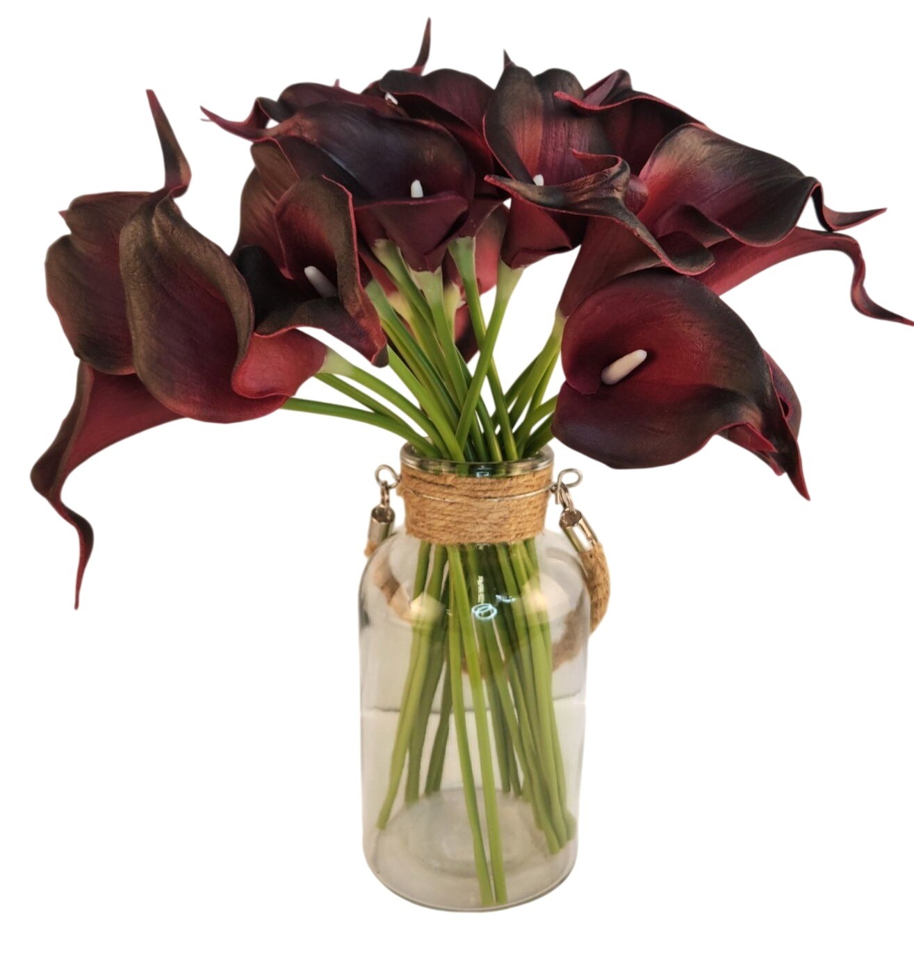 Deep Purple Calla Lily Bouquet Burgundy Artificial Flowers Modern Home Decor Wed