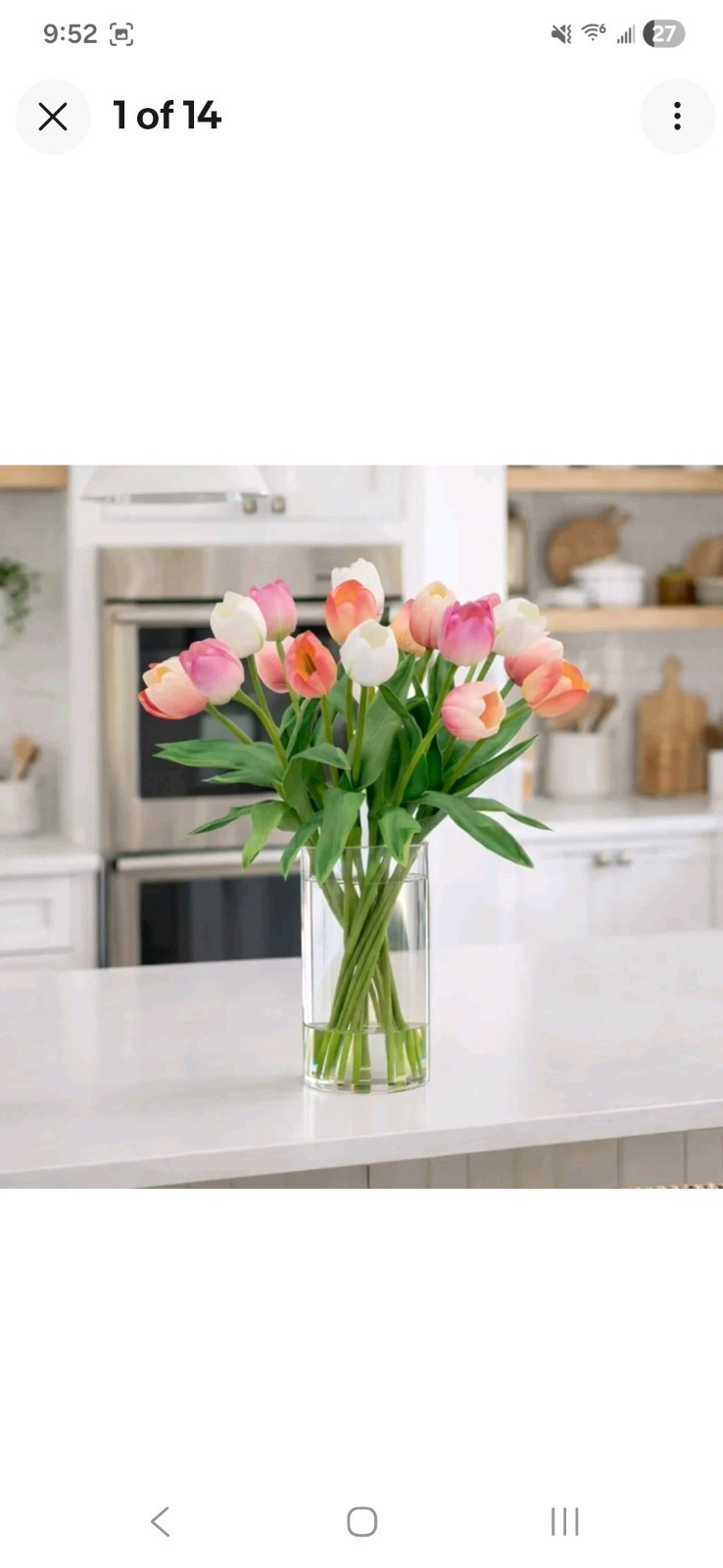 TULIPS FAKE ARTIFICIAL FLOWER FLORAL ARRANGEMENT SILK FLOWERS CERAMIC VASE NEW