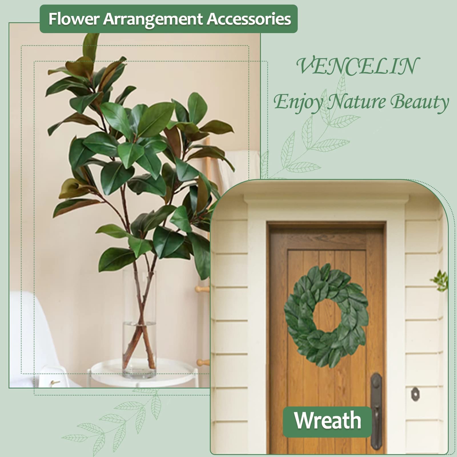 Bigger Artificial Magnolia Leaves Fake Green Wedding Decorations Wreaths