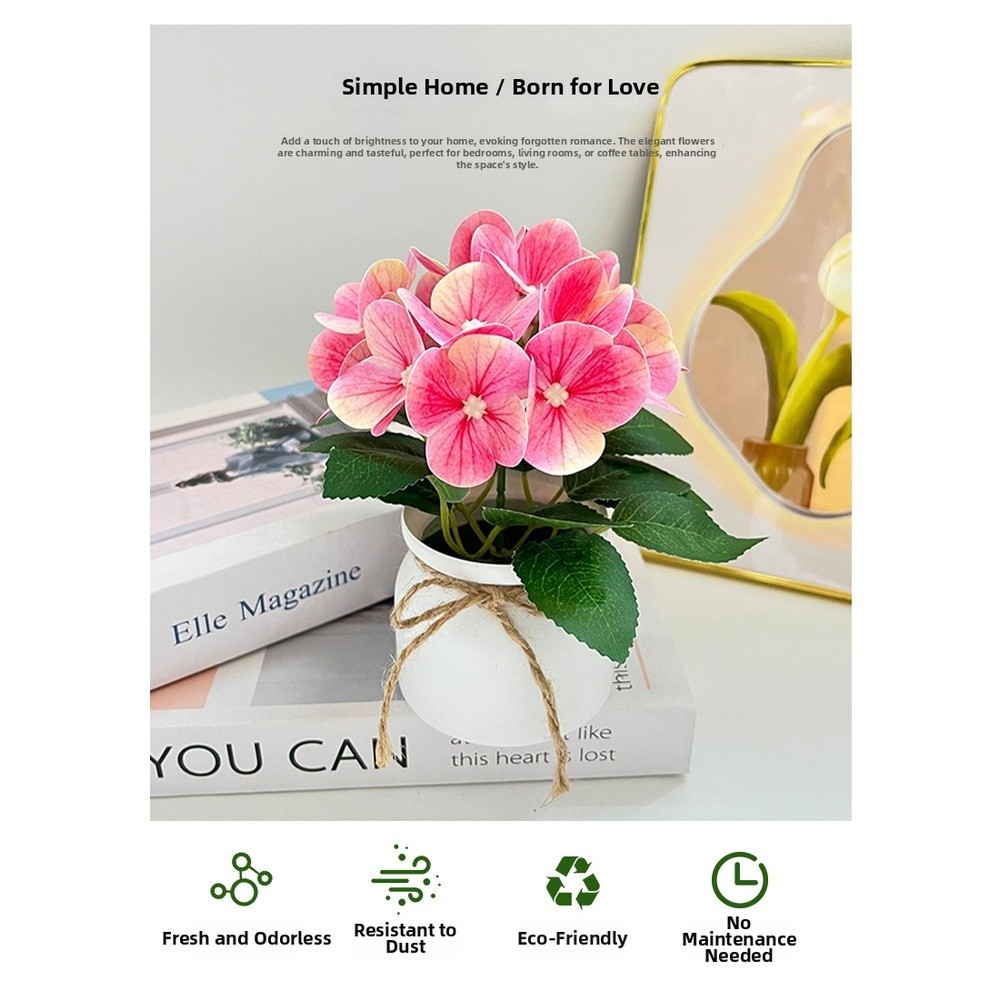 Multi-Color Plastic Hydrangea Flower Yellow Blue Light Pink Dark Pink Purple