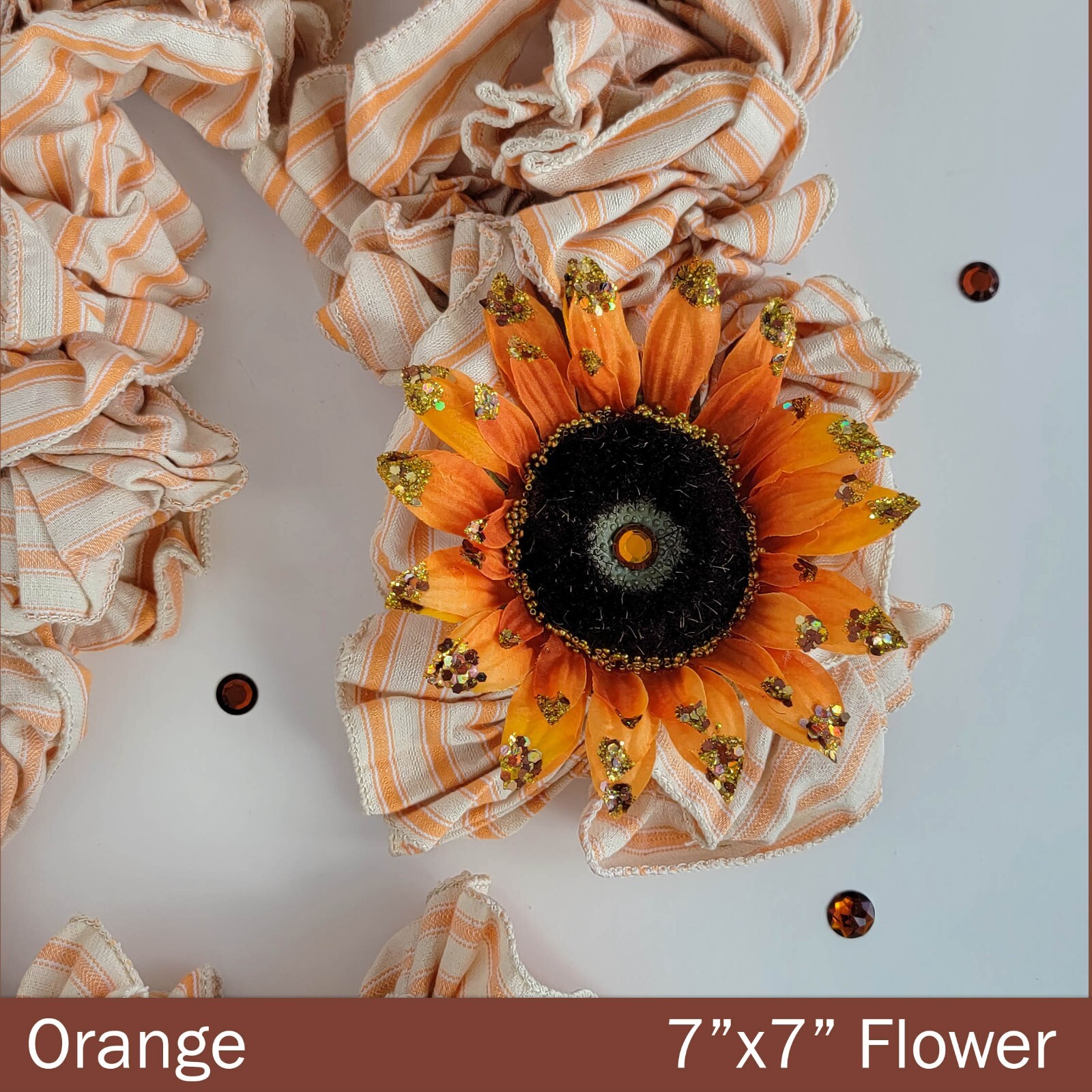 HANDMADE Golden Sunflower Sparkle Artificial ORANGE Sunflower with Gold Glitter