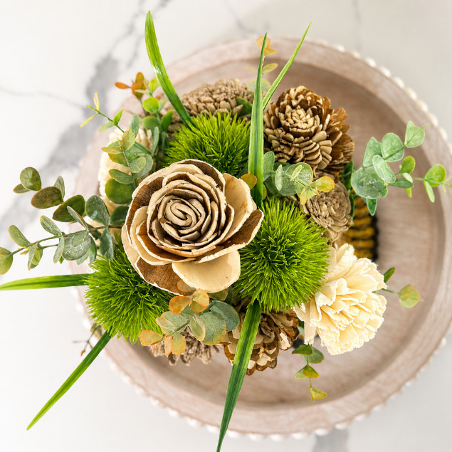 Sola Wood Floral Centerpiece Rustic Wooden Box Arrangement Home Farmhouse Decor