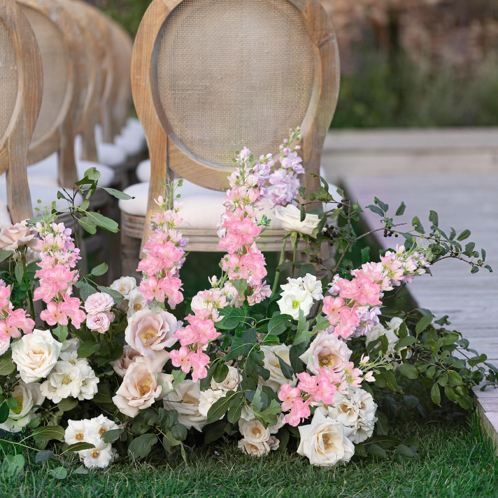 8PCS Pink Artificial Delphinium Flowers with Clematis Greenery Long Stem Arti…