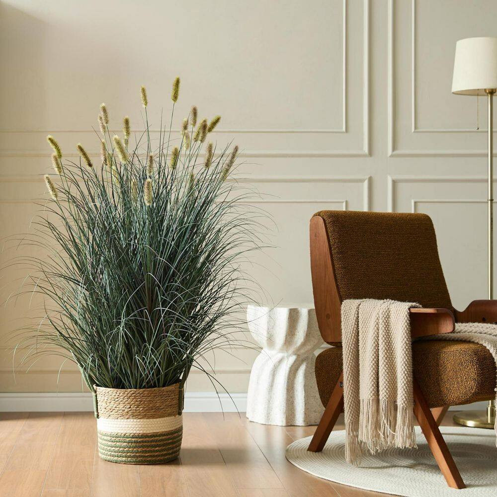 Onion Grass 4 In. Green Artificial Plant Reed Grass Indoor Outdoor Decor Faux Po