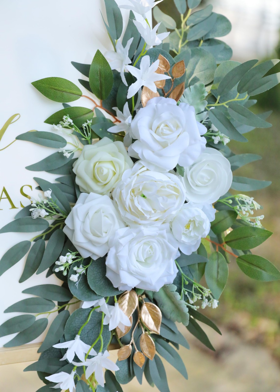 White Wedding Arch Flower Swags Set of 2 – Artificial Floral Decor for Ceremony