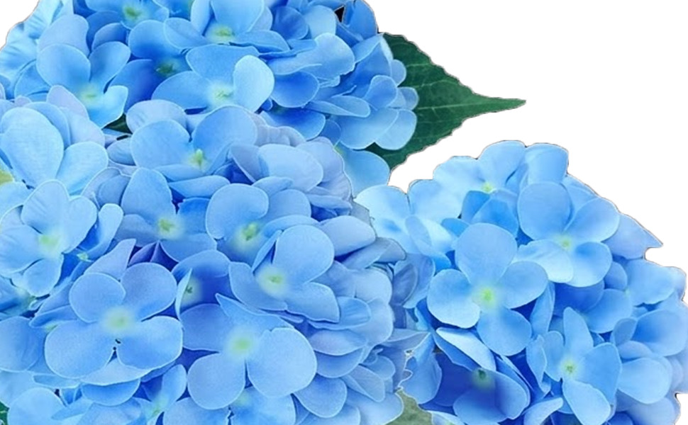 6PCS Premium Blue Silk Hydrangea Artificial Flowers Bouquets – Realistic Fake