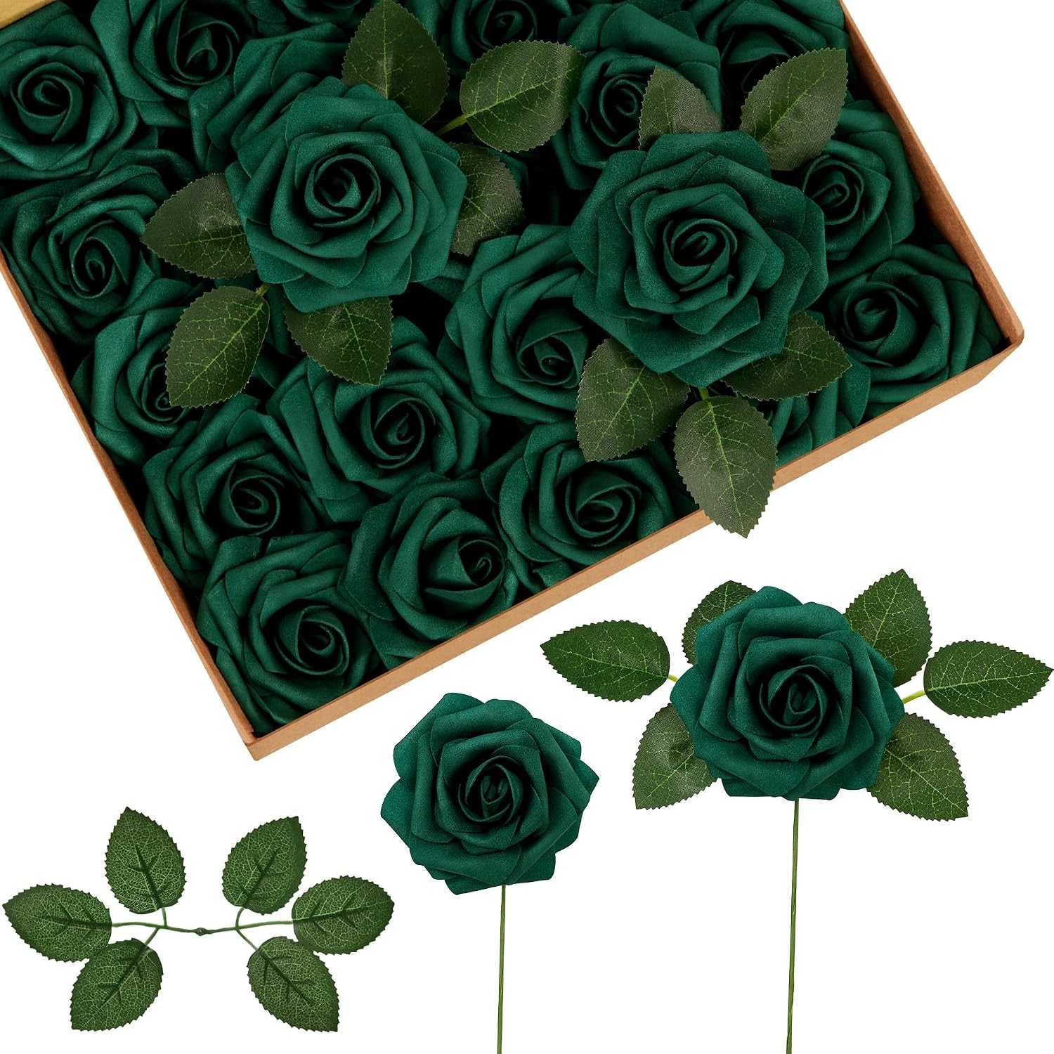 Hunt Green Foam Roses Bulk – 100 Pcs for DIY Wedding Decor