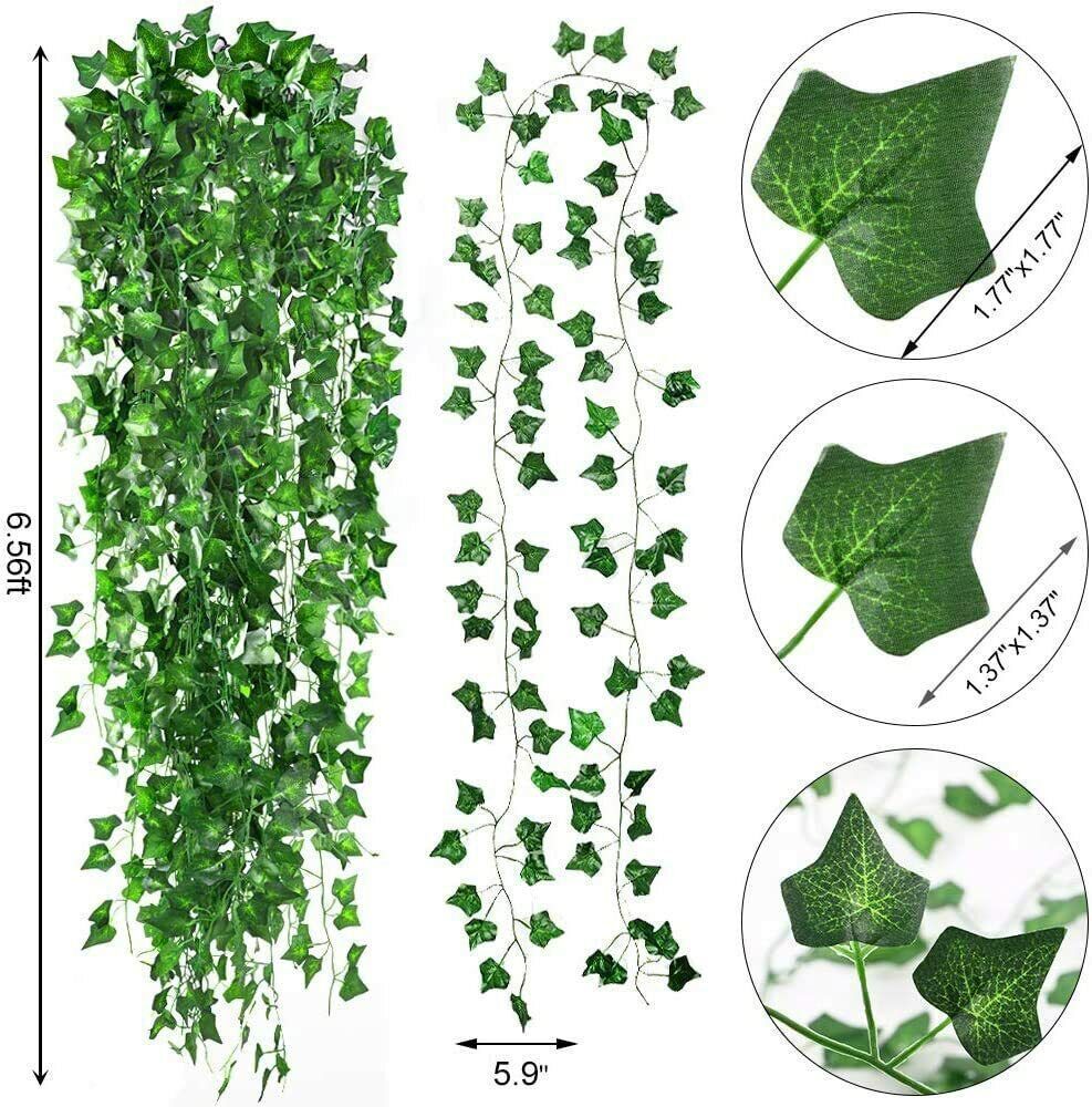 12 PCS Artificial Ivy Leaf Plants Fake Hanging Plants Home Decoration Green