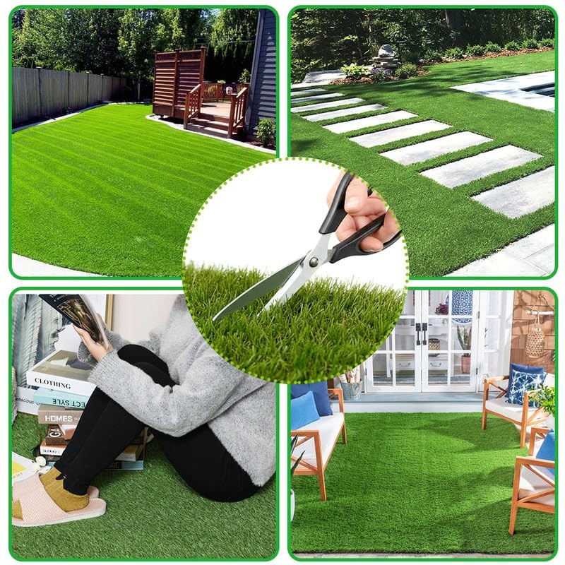 Boshuele 20mm Grass Height Realistic Artificial Turf with Drainage Holes, Reu…